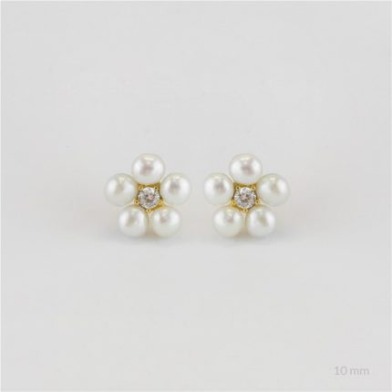 Brincos Flor com Pérolas e Zircónias