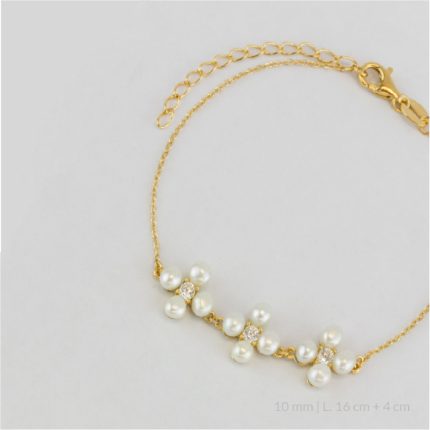 Pulseira Flor com Pérolas e Zircónias